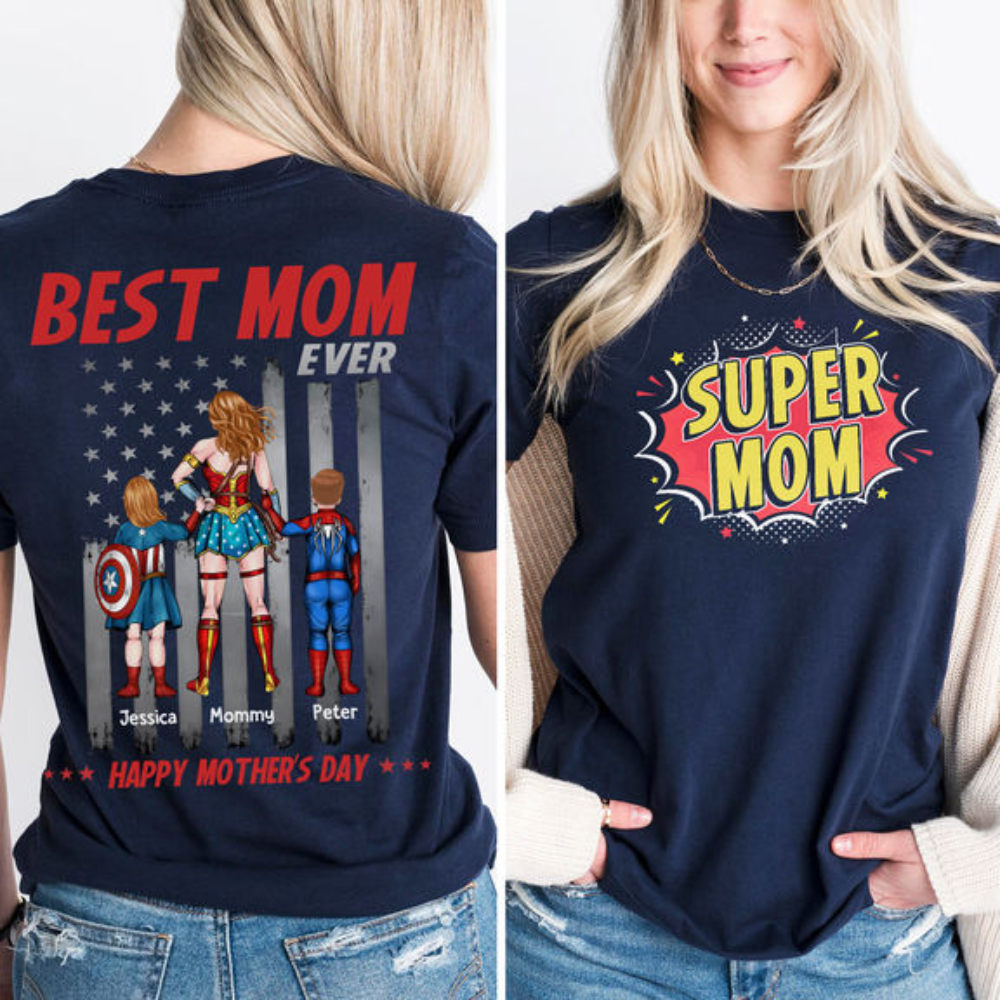 Personalized Super Mom Comic Shirt for Mom | Custom Gift Cotton Apparel GradoCreations