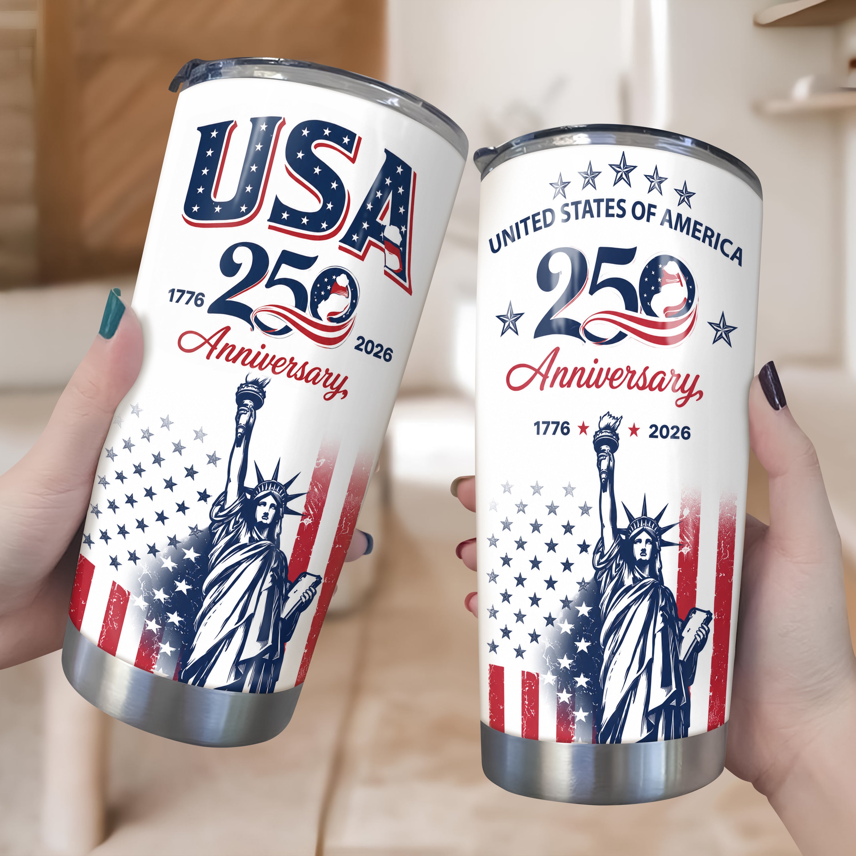 Personalized USA 250th Anniversary Fat Tumbler Gift for Family HN590 - Fat Tumbler GradoCreations