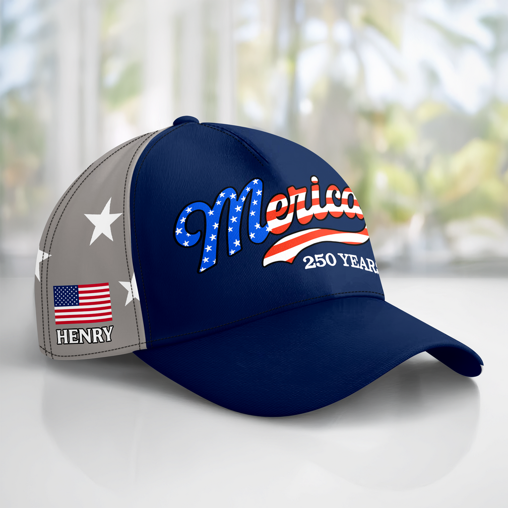 Personalized USA Patriotic Cap Custom Name Gift for Dad HN590 - AOP Cap GradoCreations