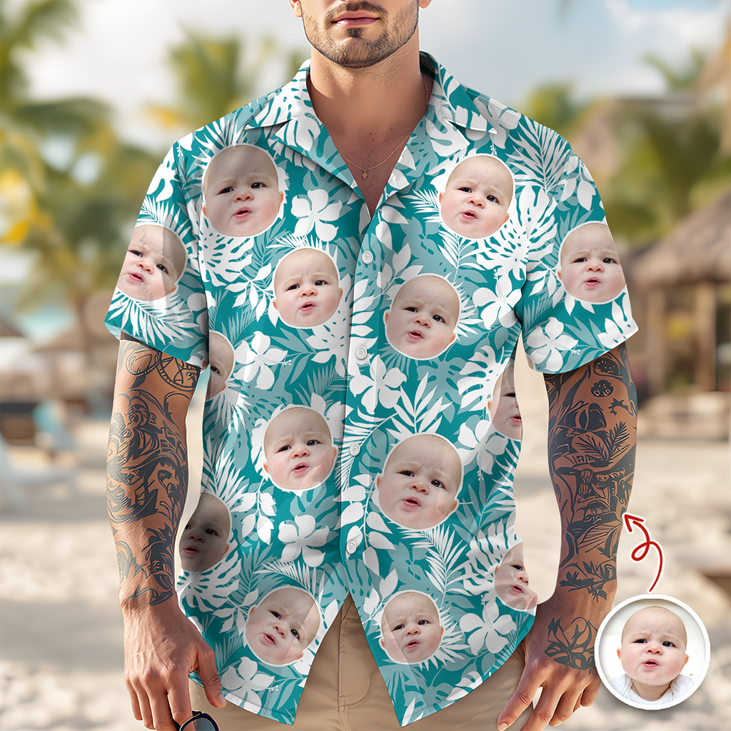 Personalized Tropical Aloha Hawaii Shirt Custom Photo Gift for Dad HN590 - AOP Hawai Shirt GradoCreations