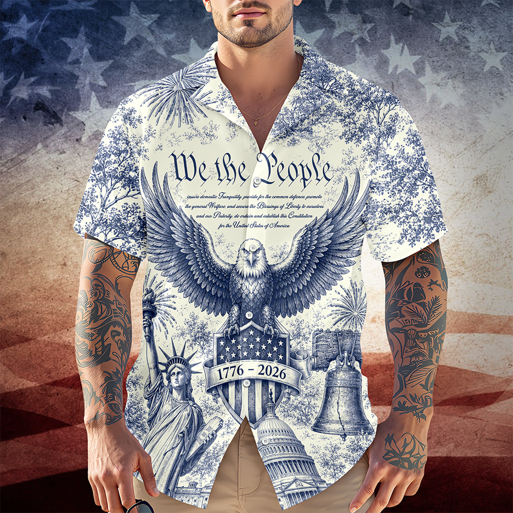 Personalized Patriotic Hawaiian Shirt Custom Design Gift for Dad HN590 - AOP Hawai Shirt GradoCreations