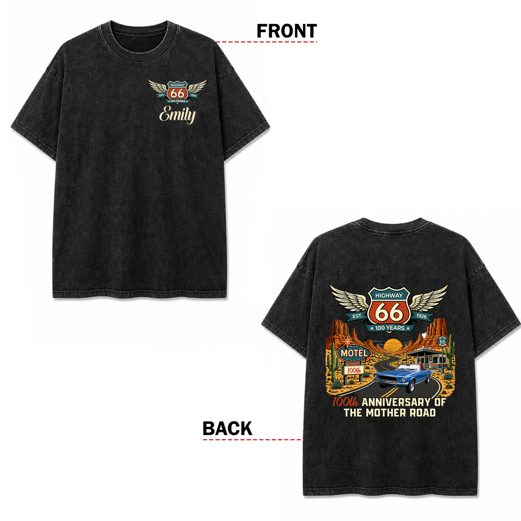 Personalized Route 66 Comfort Shirt Car Lover Gift Idea Back&Front Comfort Shirt GradoCreations