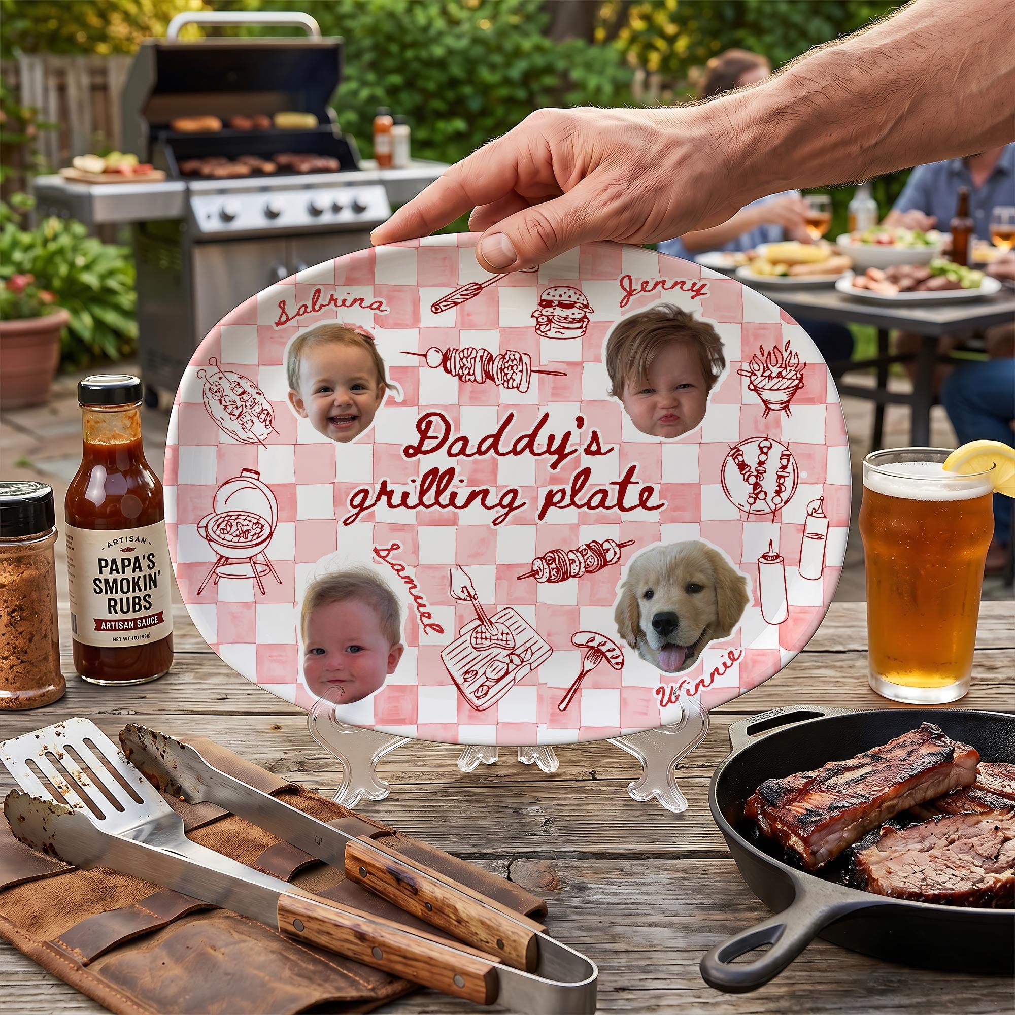 Personalized Photo Grilling Platter Gift for Dad - Father's Day HN590 - Platter fix GradoCreations