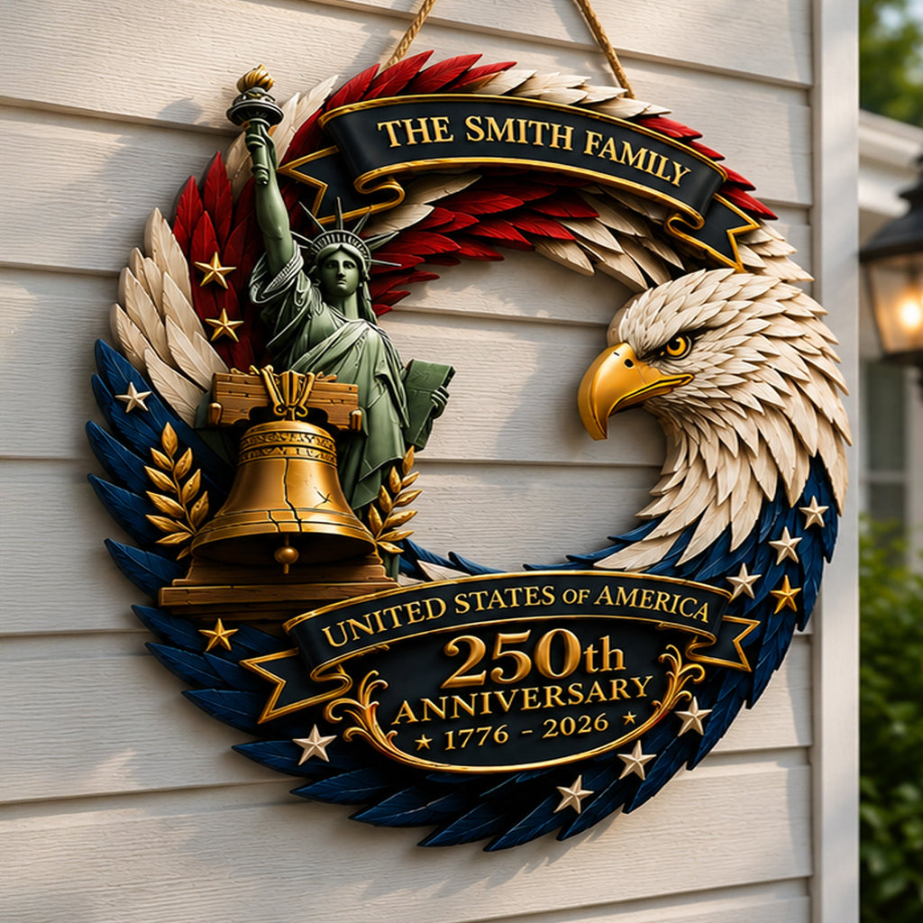 Personalized Patriotic Door Sign for 250th Anniversary Gift HN590 - Door Sign GradoCreations