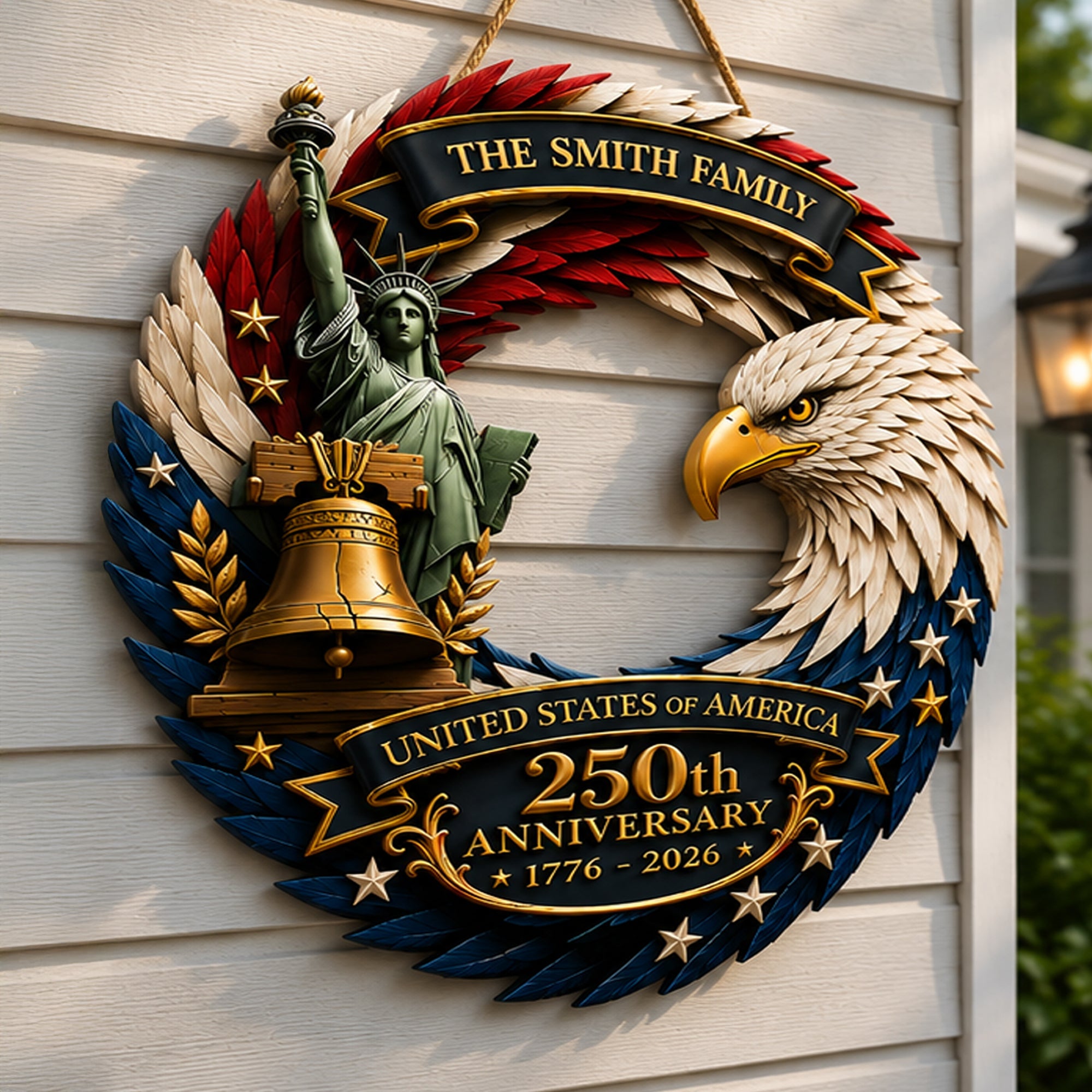 Personalized Patriotic Door Sign for 250th Anniversary Gift HN590 - Door Sign GradoCreations