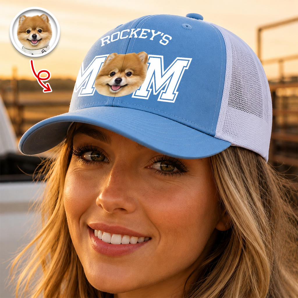 Personalized Photo Trucker Hat Custom Name Gift for Dog Dad HN590 - Print Trucker Hat GradoCreations