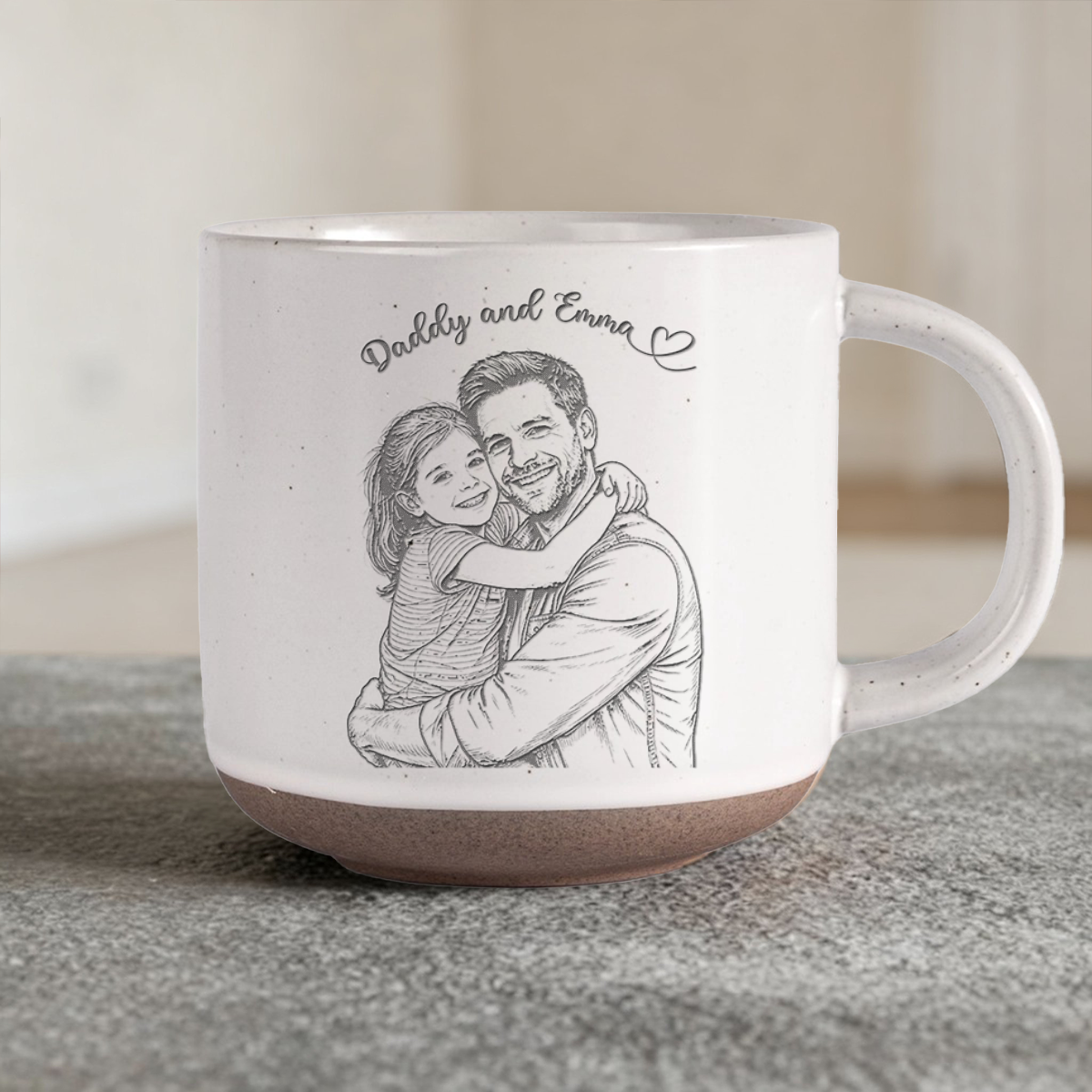 Personalized Engraved Pottery Mug Custom Photo Gift for Dad HN590 - Engraved Pottery Mug Fix GradoCreations