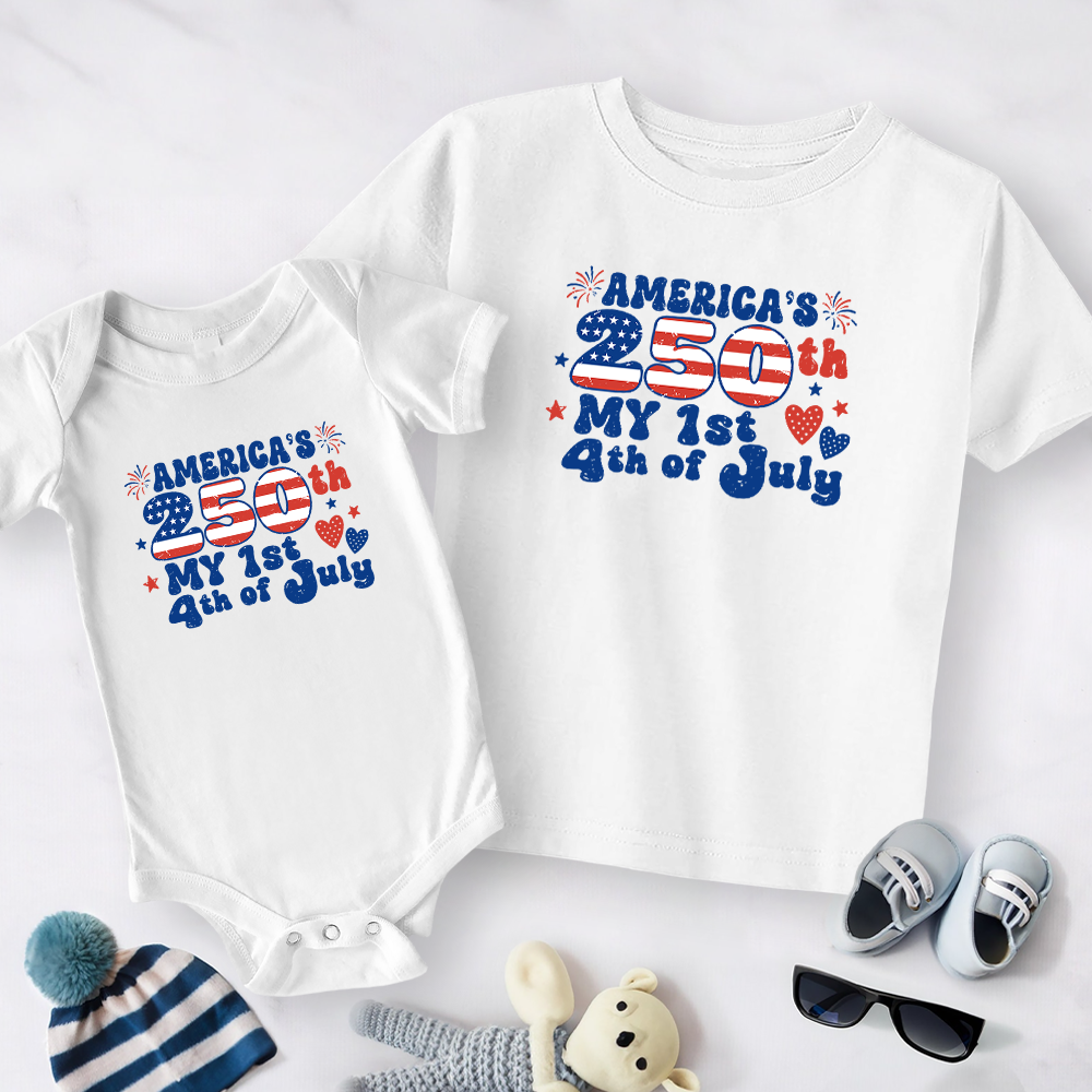 Personalized My 1st 4th of July Baby Onesie USA Gift Family HN590 - Baby Shirt GradoCreations