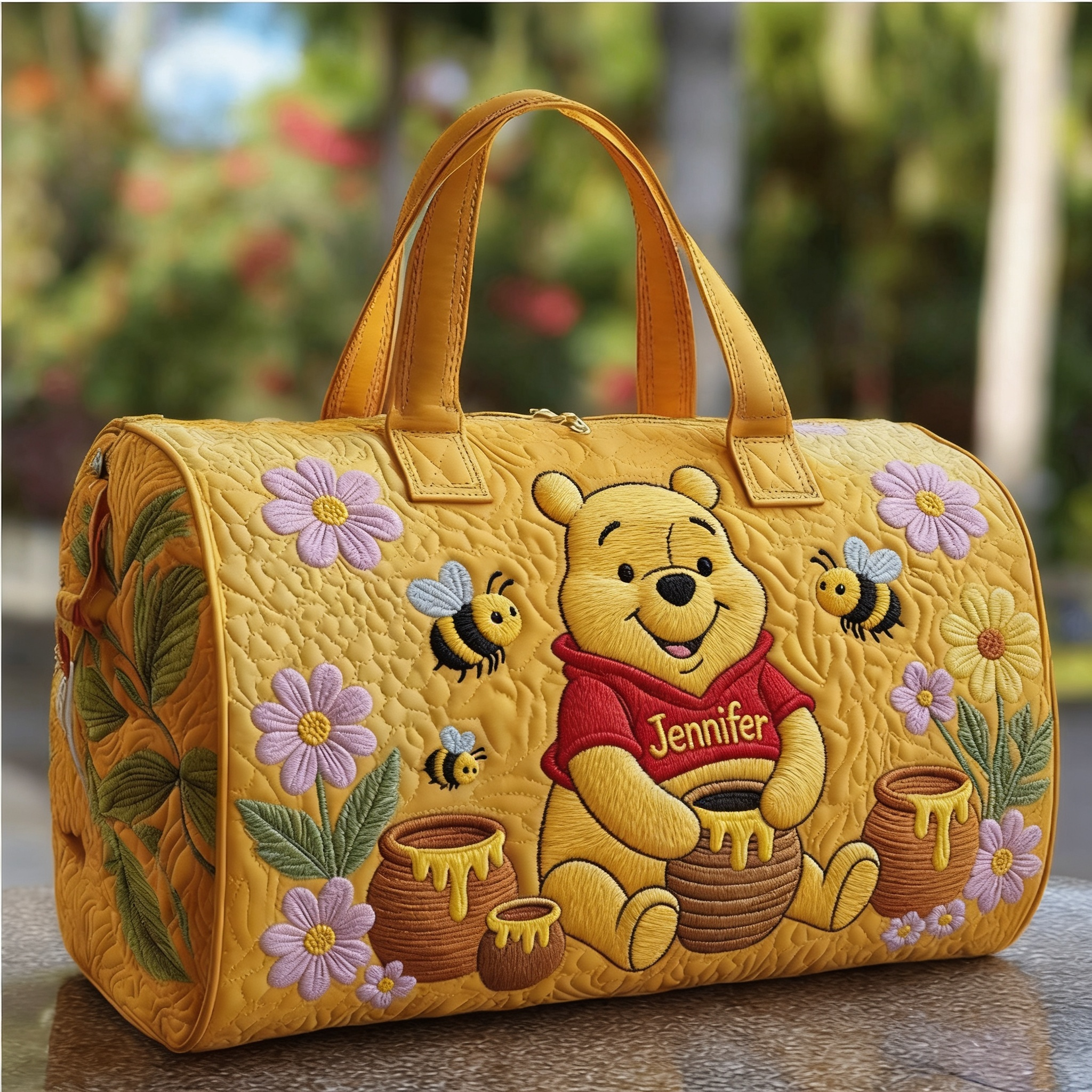Personalized Quilted Duffle Bag with Honey Bear Design Gift for Movie Fans