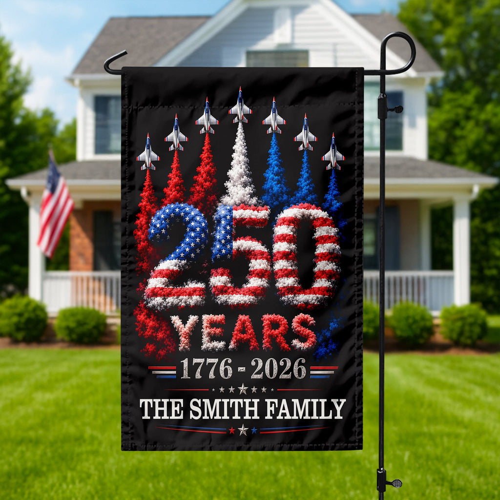 Personalized Patriotic Garden Flag Custom Family Name 250 Years HN590 - Garden Flag GradoCreations
