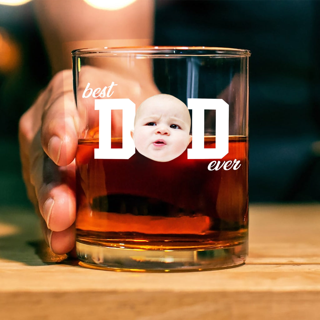 Personalized Funny Face Whiskey Glass Gift for Dad - Father's Day HN590 - Print Rock Glass GradoCreations