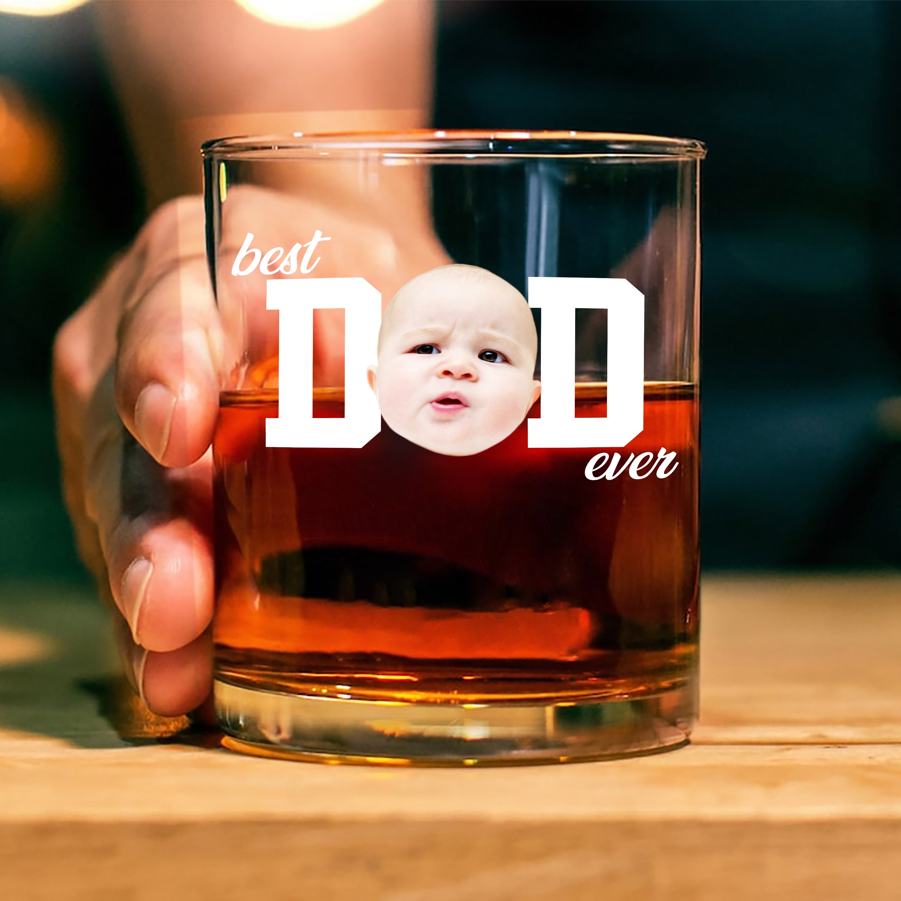Personalized Funny Face Whiskey Glass Gift for Dad - Father's Day HN590 - Print Rock Glass GradoCreations
