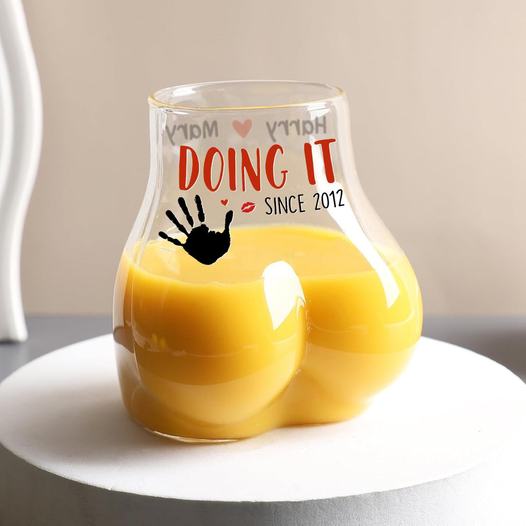 Funny Body Shaped Glass Cup Personalized Gift for Him HN590 - Body Shaped Glass Cup GradoCreations