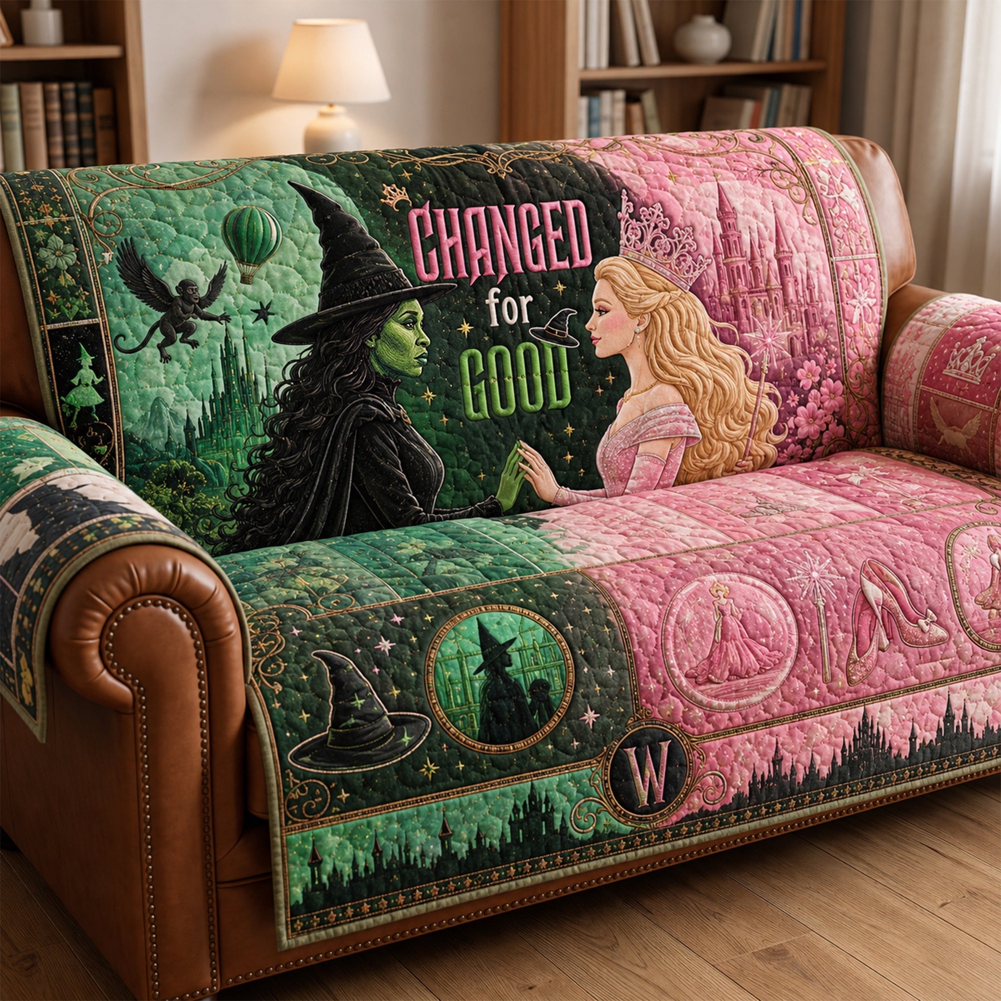 Personalized Quilted Sofa Cover Enchanted Design Gift for Family Home Decor Quited Sofa Cover GradoCreations