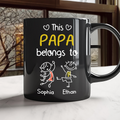 Personalized Black Mug This Papa Belongs To Us Gift for Dad HN590 - Black Mug GradoCreations
