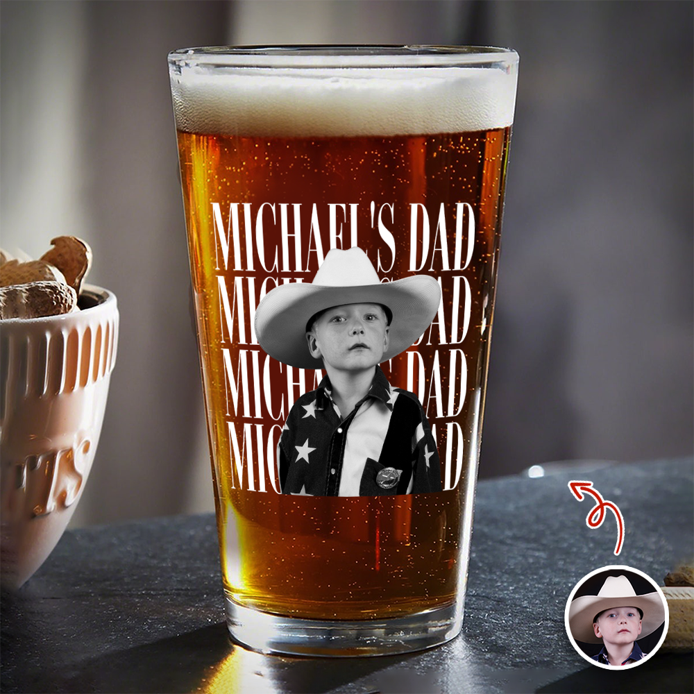 Personalized Vintage Photo Beer Glass Custom Gift for Dad HN590 - Print Beer Glass GradoCreations
