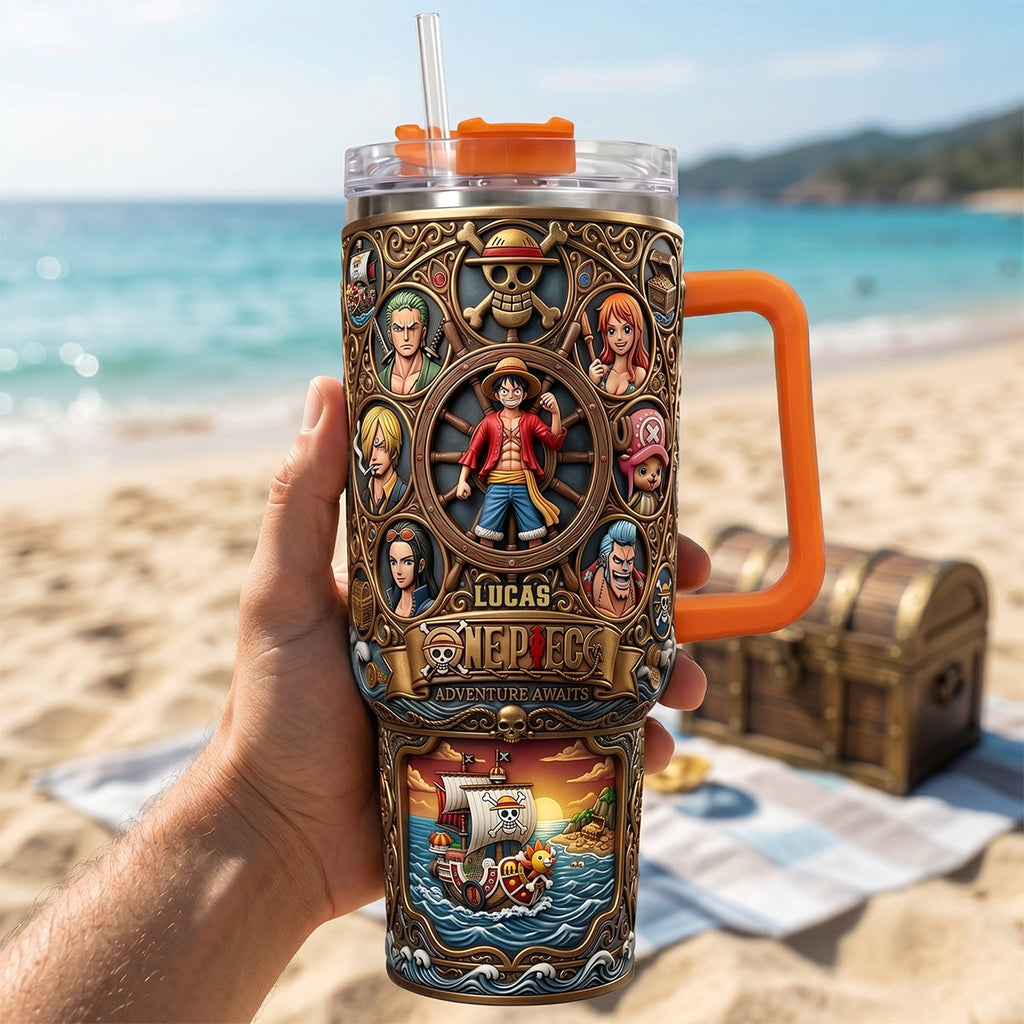 Personalized One Piece Tumbler with Handle Gift for Movie Fans