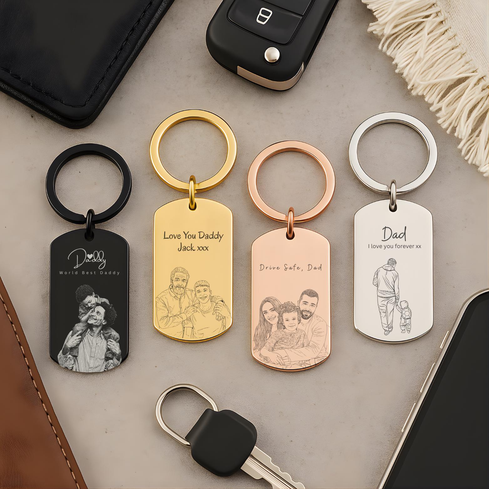 Personalized Photo Metal Keychain Custom Gift for Dad HN590 - Keychain Metal fix GradoCreations