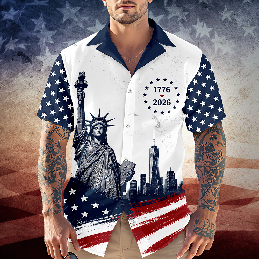 Personalized Statue of Liberty Hawaiian Shirt Custom Gift for 4th of July HN590 - AOP Hawai Shirt GradoCreations