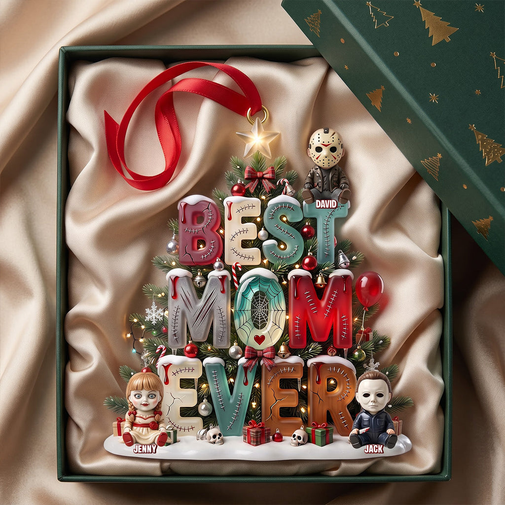 Personalized Spooky Christmas Ornament Custom Family Names Gift for Mom Dad Ornament GradoCreations