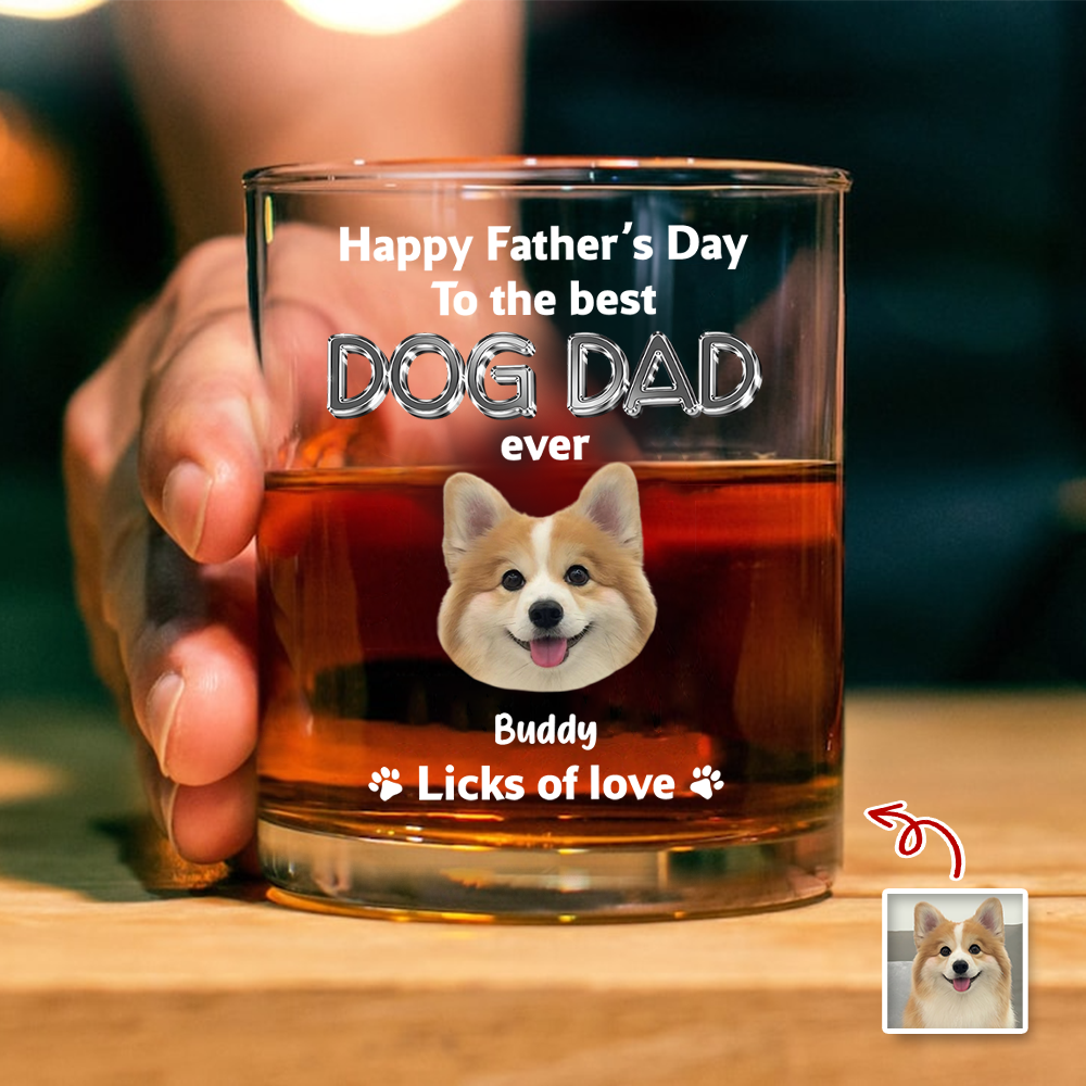 Personalized Rock Glass Custom Photo Gift for Dog Dad HN590 - Print Rock Glass GradoCreations