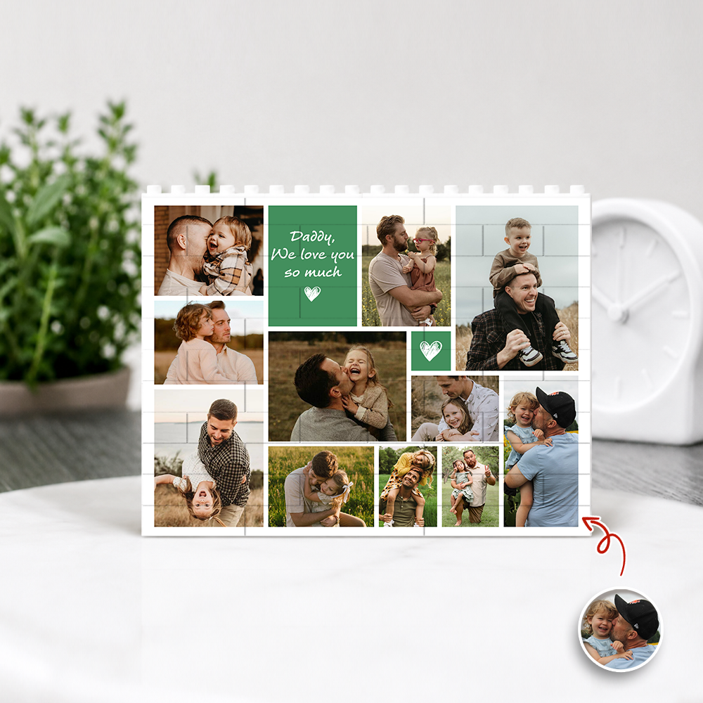 Personalized Photo Collage Puzzle Gift for Dad | Custom Name HN590 - Building Blocks GradoCreations