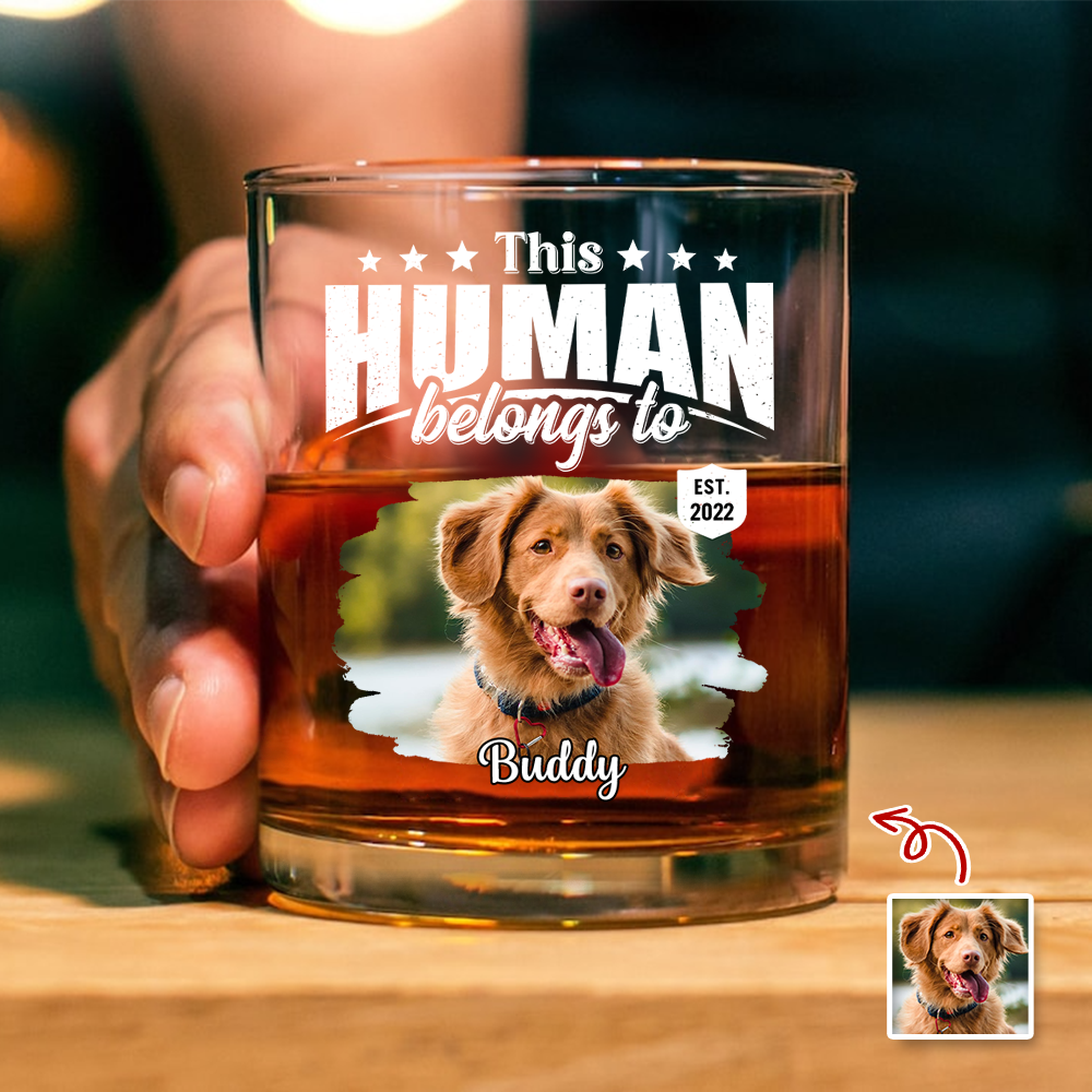 Personalized Rock Glass Custom Pet Photo Gift for Dog Dad HN590 - Print Rock Glass GradoCreations