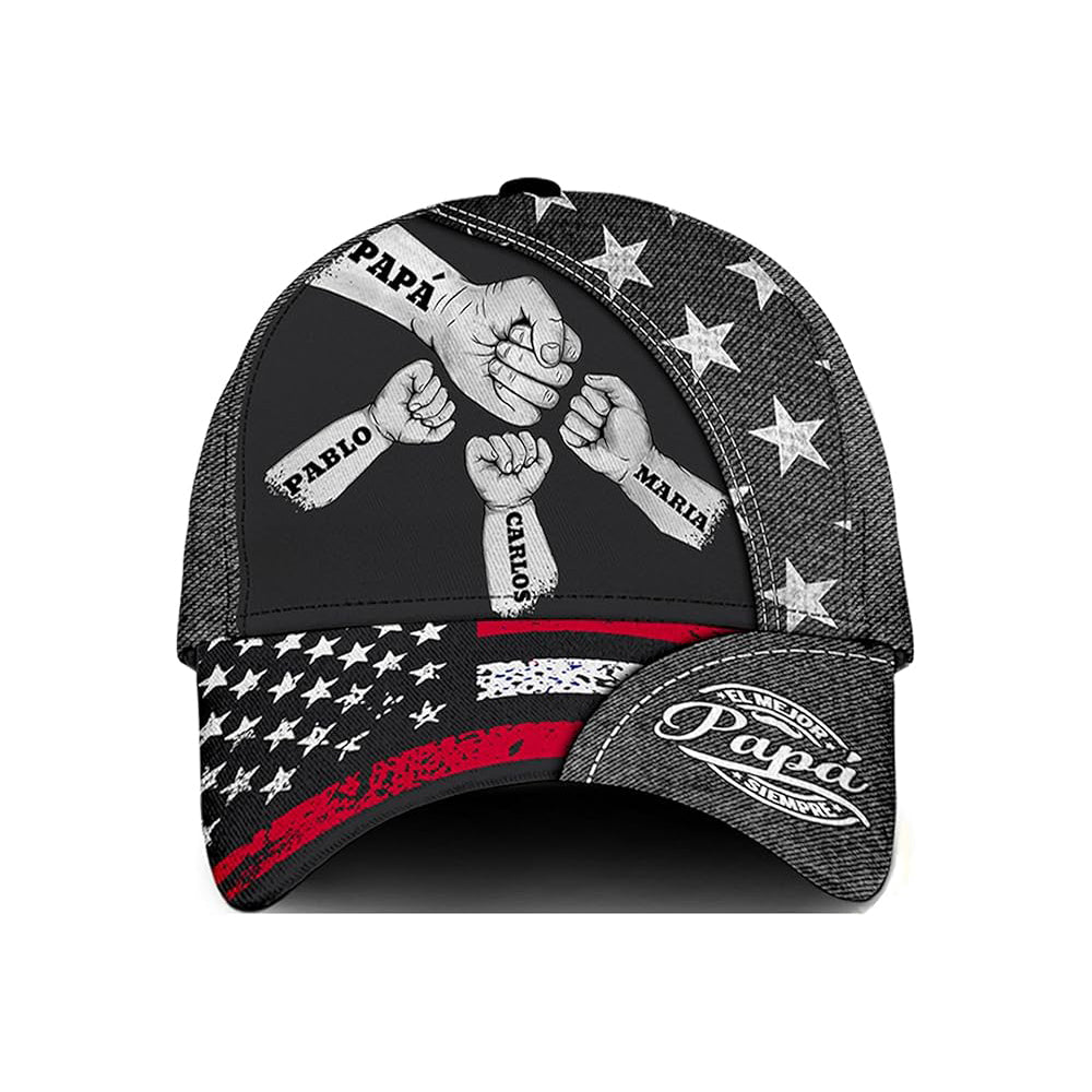 Personalized Fist Bump Hat Custom Names Gift for Dad HN590 - AOP Cap fix GradoCreations
