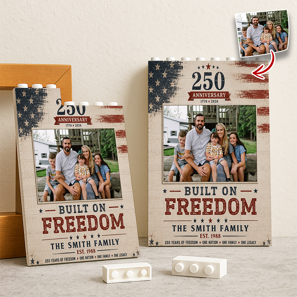 Custom Photo Building Blocks Patriotic Family Gift 250th Anniversary HN590 - Building Blocks GradoCreations
