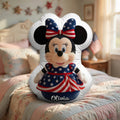 Personalized Minnie Mouse Pillow with Custom Name - Gift for Kids, Independence Day Decor