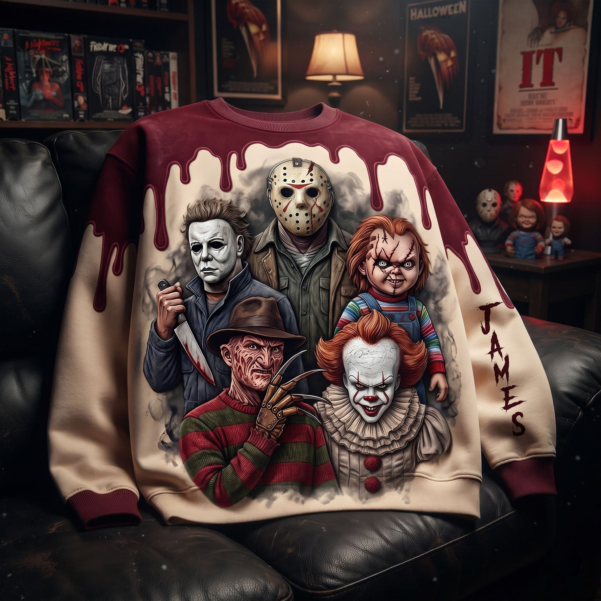 Personalized Horror Villains AOP Shirt for Halloween Gift AOP Shirt GradoCreations