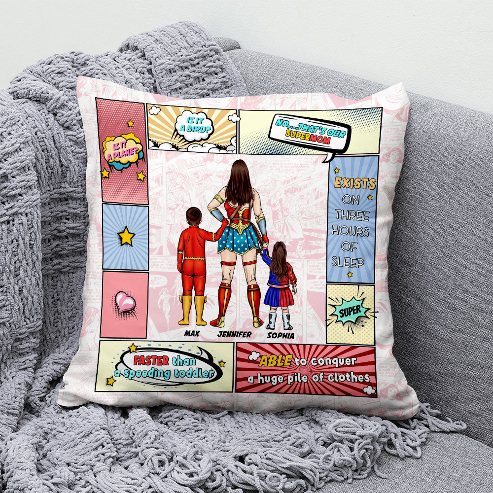 Personalized Super Mom Pillow Gift for Mother's Day | Custom Family Design