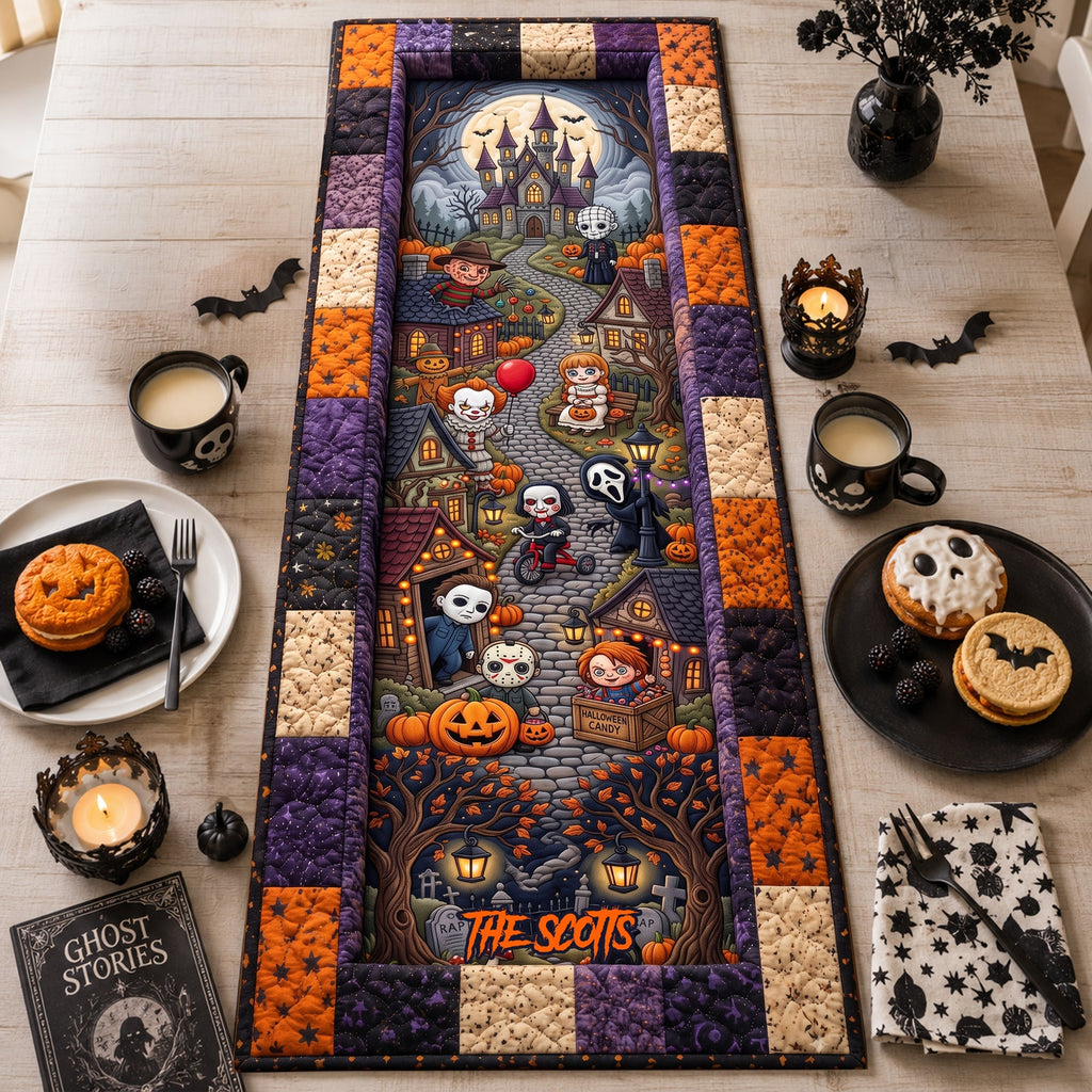 Personalized Halloween Quilted Table Runner for Family Gift Quilt Table Runner GradoCreations