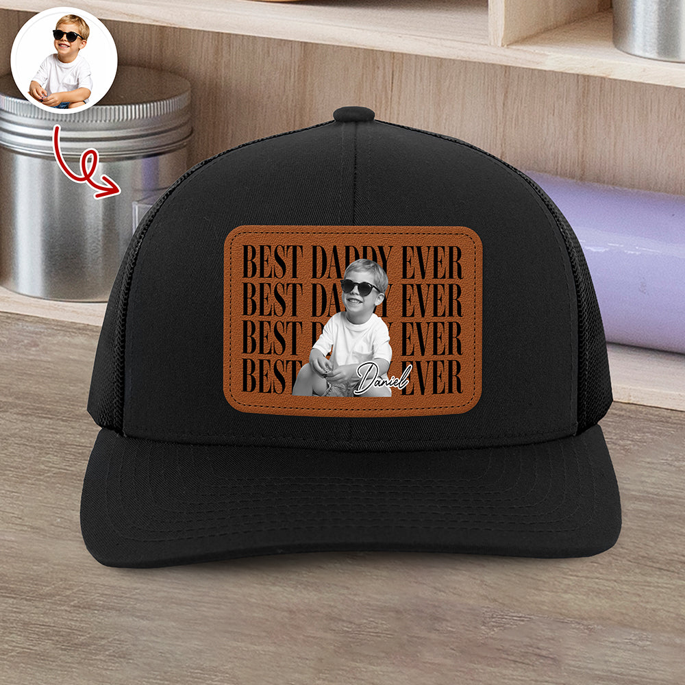 Personalized Leather Patch Hat Best Dad Ever Gift for Father's Day HN590 - Leather Patch Hat GradoCreations
