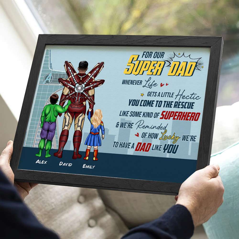 Personalized Superhero Canvas Poster Gift for Dad | Father's Day