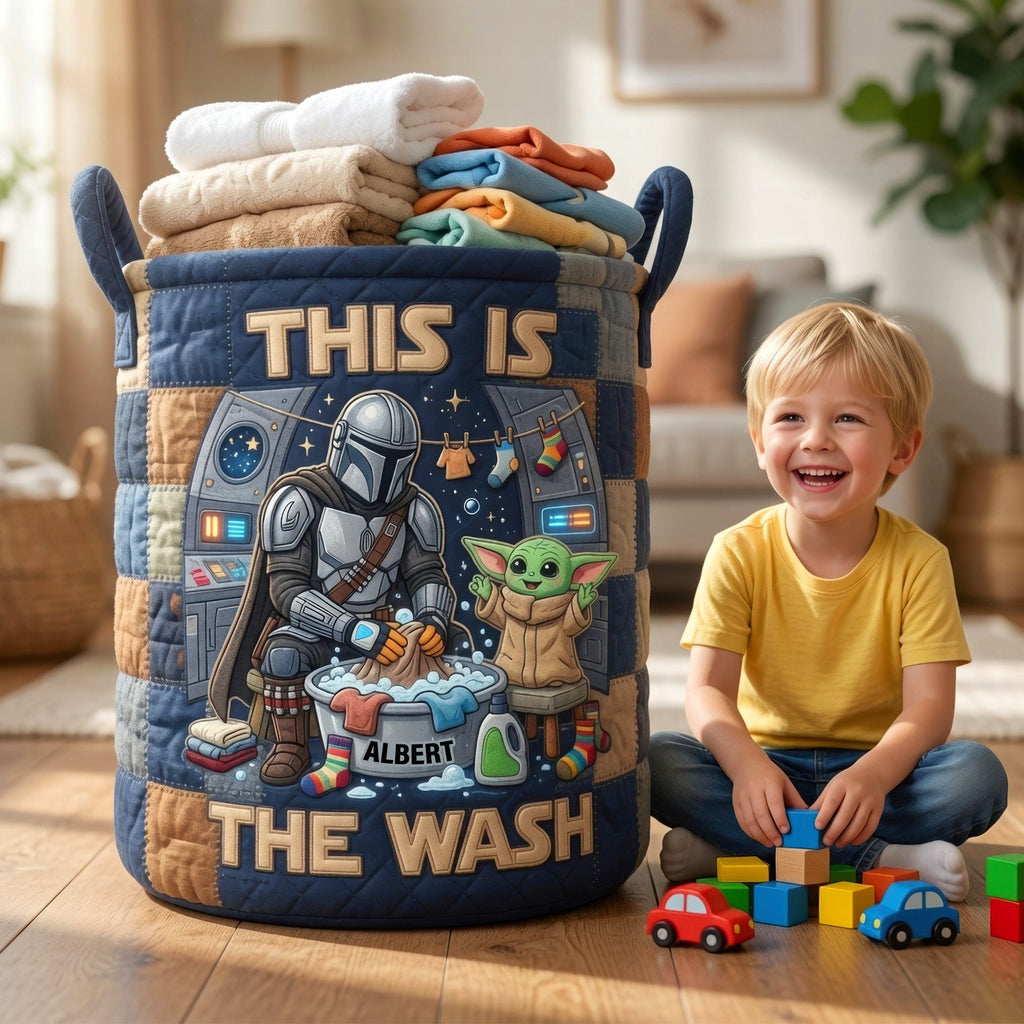 Personalized Quilted Laundry Basket Custom Name Gift for Laundry Lovers Quilted Laundry Basket GradoCreations