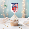 Personalized Cupcake Toppers USA Freedom Theme Custom Name Gift HN590 - Cupcake Topper GradoCreations