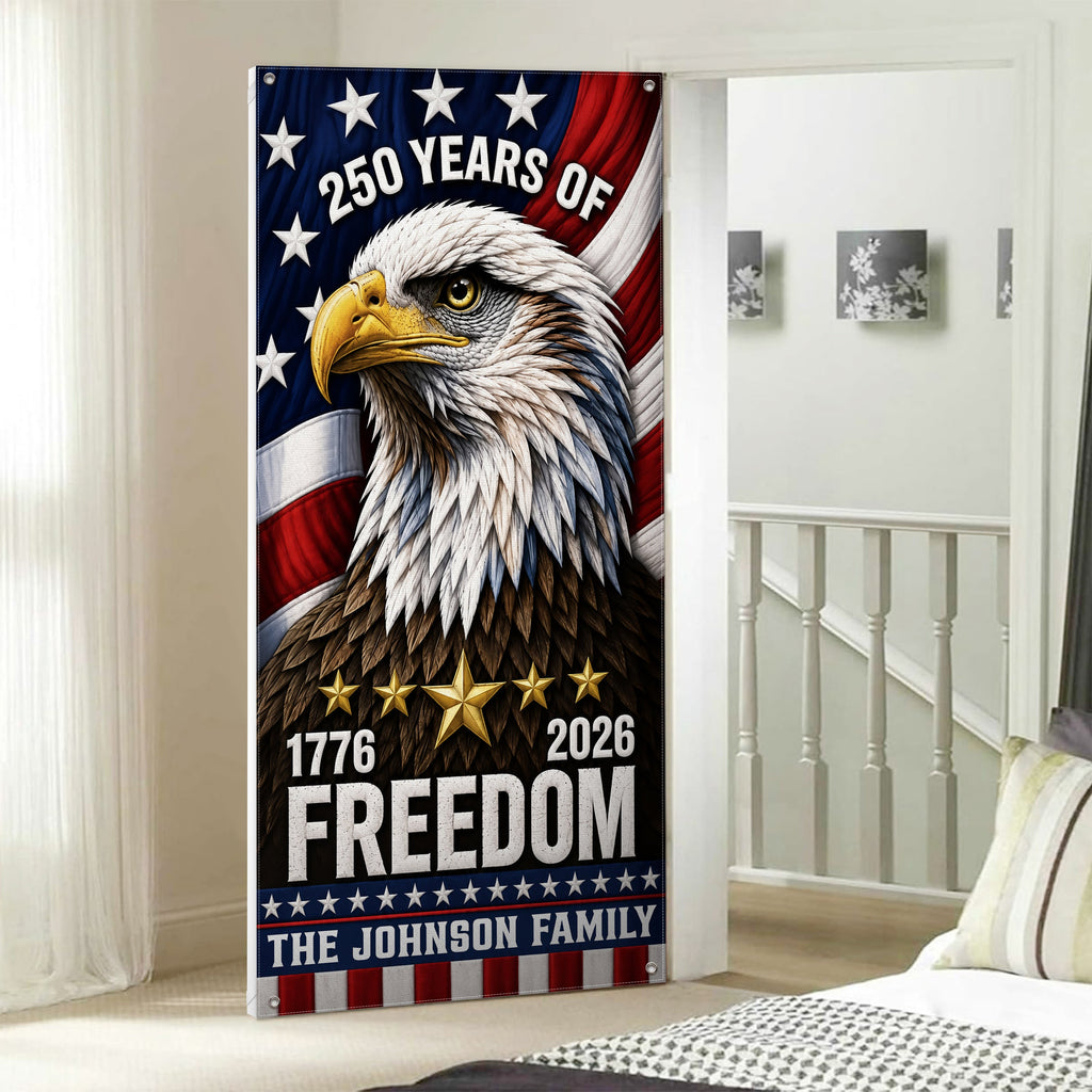 Personalized 250 Years Freedom Eagle Door Cover Gift HN590 - Door Cover GradoCreations