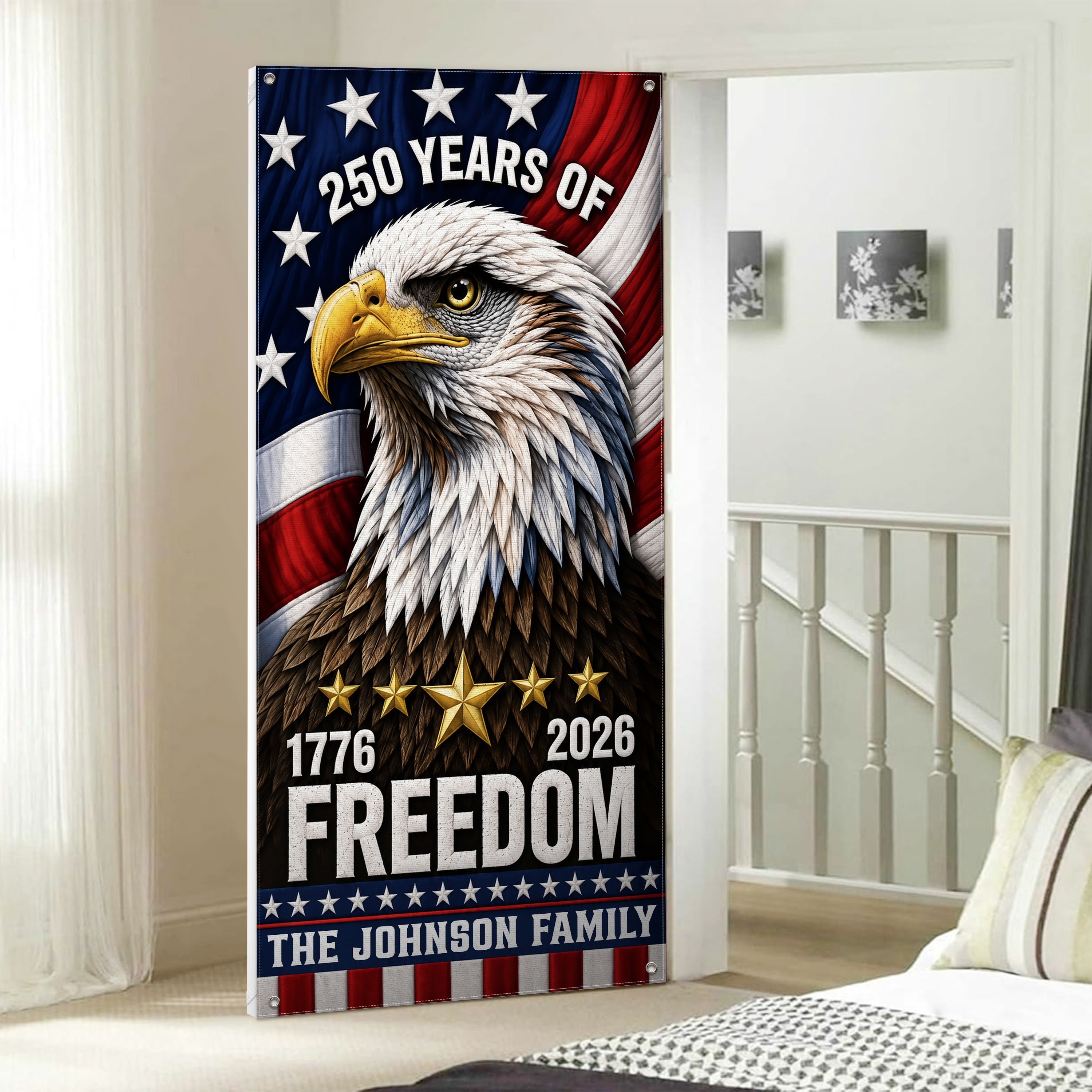 Personalized 250 Years Freedom Eagle Door Cover Gift HN590 - Door Cover GradoCreations