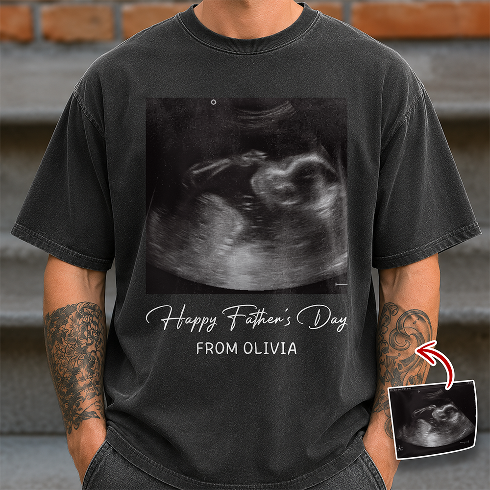 Personalized Ultrasound Photo Comfort Shirt Gift for New Dad Comfort Shirt GradoCreations