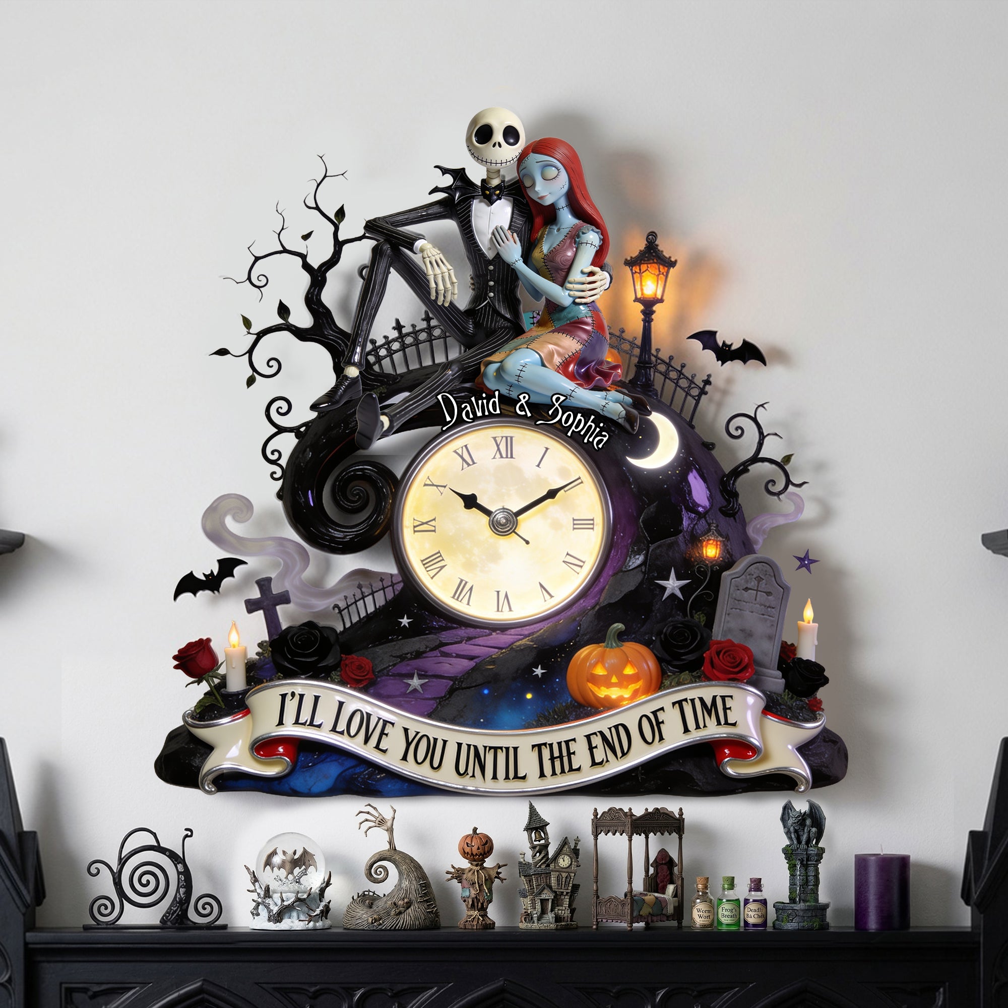 Personalized Acrylic Wall Clock Gift for Couples - I'll Love You Until the End of Time Wall Hanging Clock GradoCreations