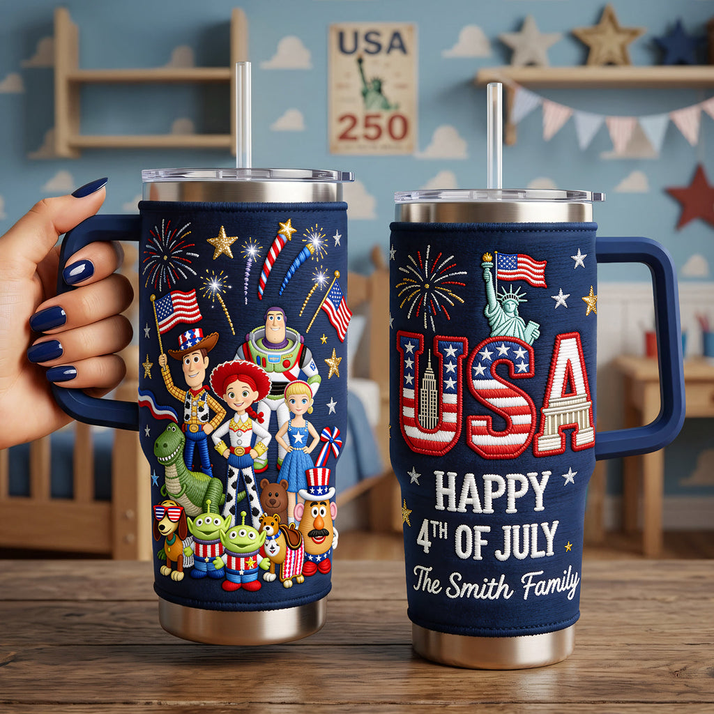 Personalized 4th of July Tumbler Custom Family Name USA Gift