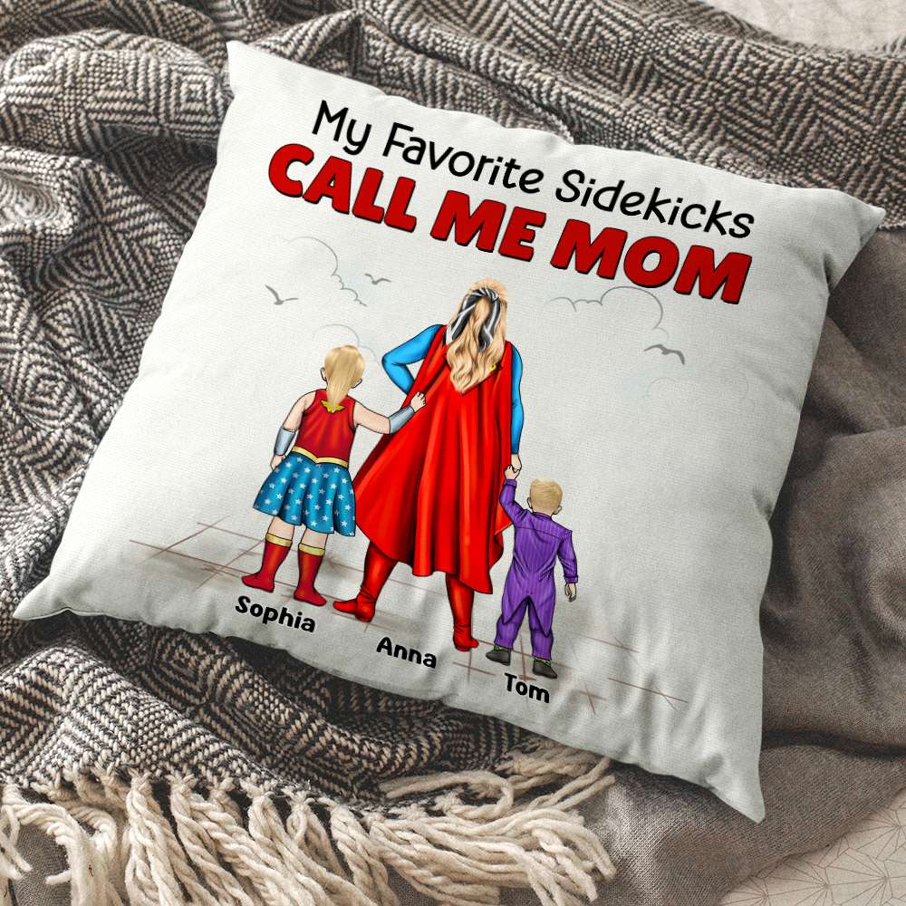 Personalized Superhero Pillow Gift for Mom with Custom Names