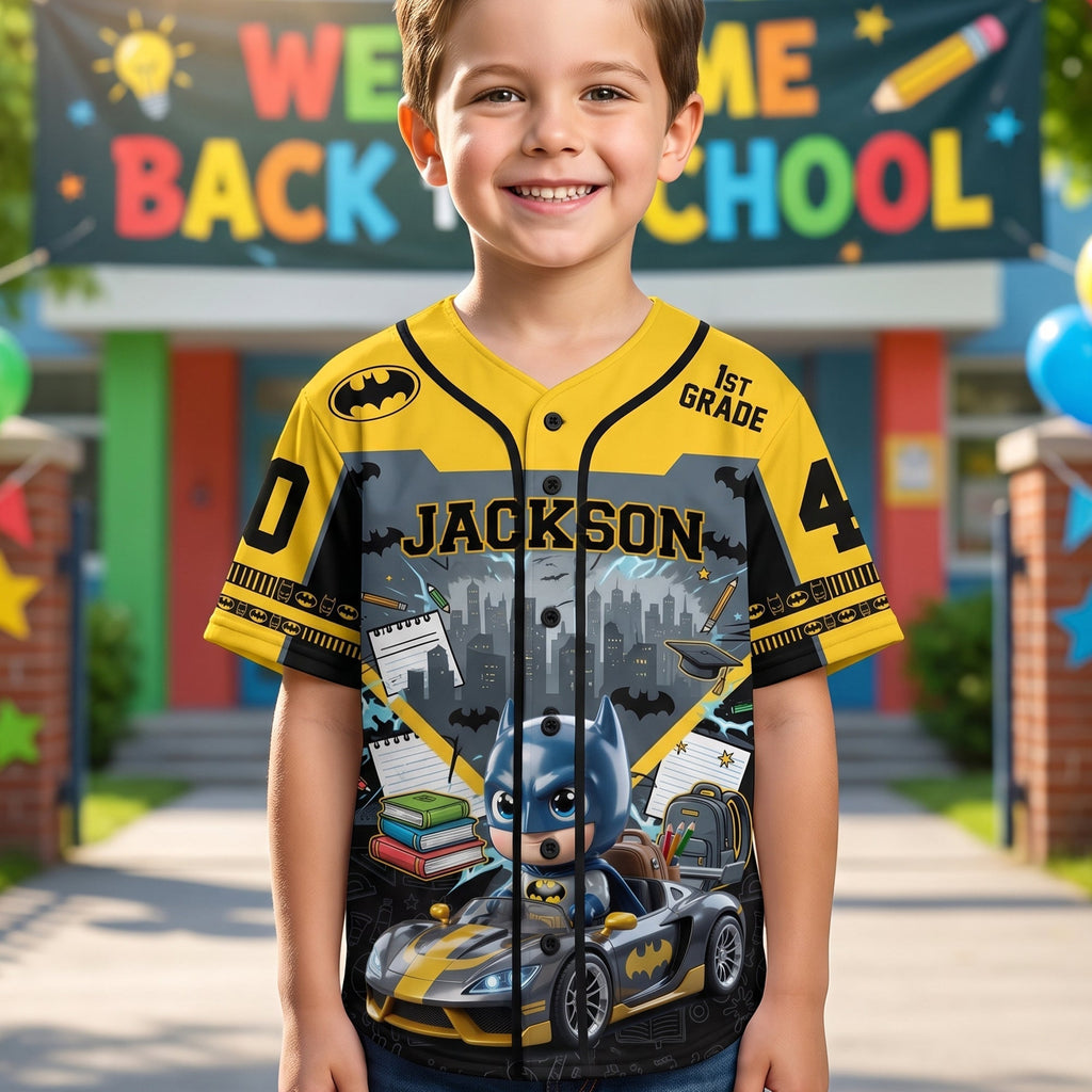 Personalized Batman Kids Baseball Jersey Custom Name Back to School Gift