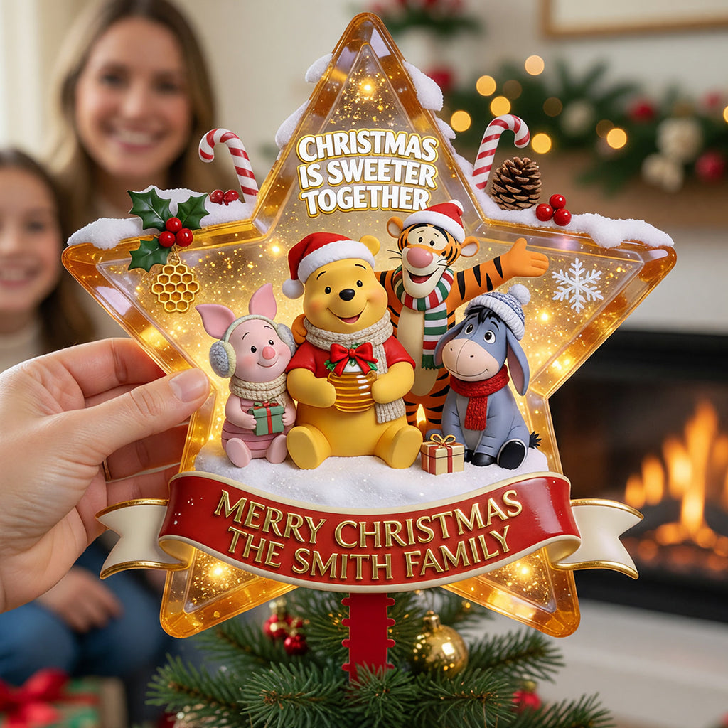 Personalized LED Light Star Tree Topper with Family Name | Christmas Decoration LED Light Tree GradoCreations