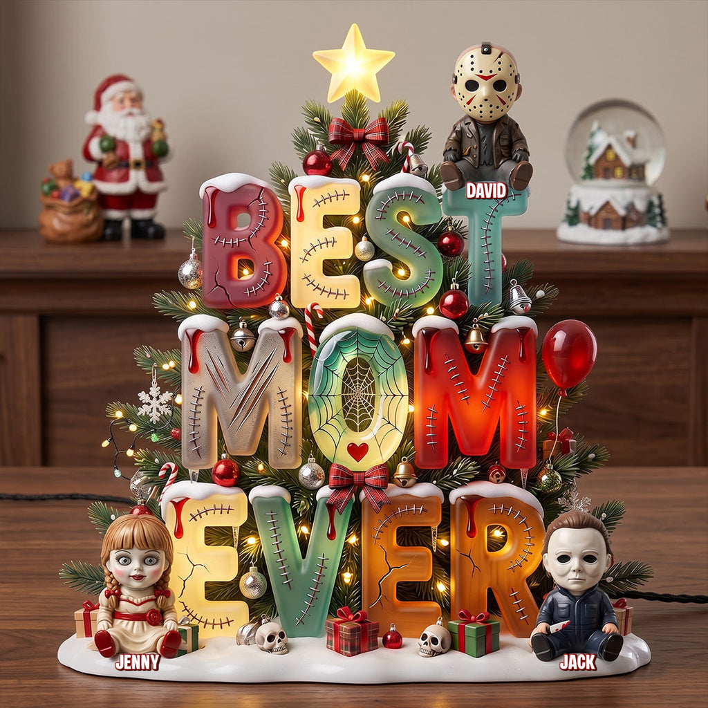 Personalized Spooky Christmas Acrylic Light Box for Family Names Holiday Decor Acrylic Light Box GradoCreations