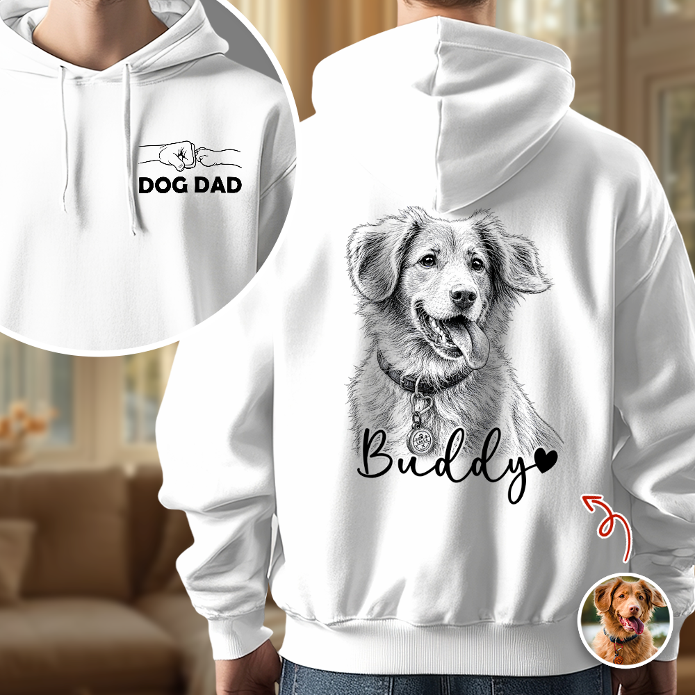 Personalized Dog Dad T-Shirt Custom Photo Gift for Dog Lovers HN590 - Tshirt Back & Front Fix GradoCreations