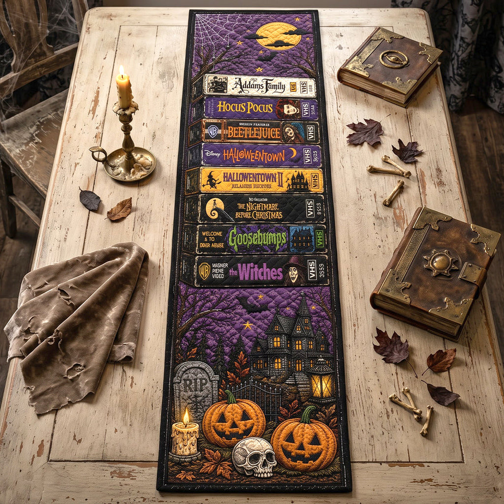 Personalized Halloween Quilt Table Runner Custom Name Family Gift Quilt Table Runner GradoCreations