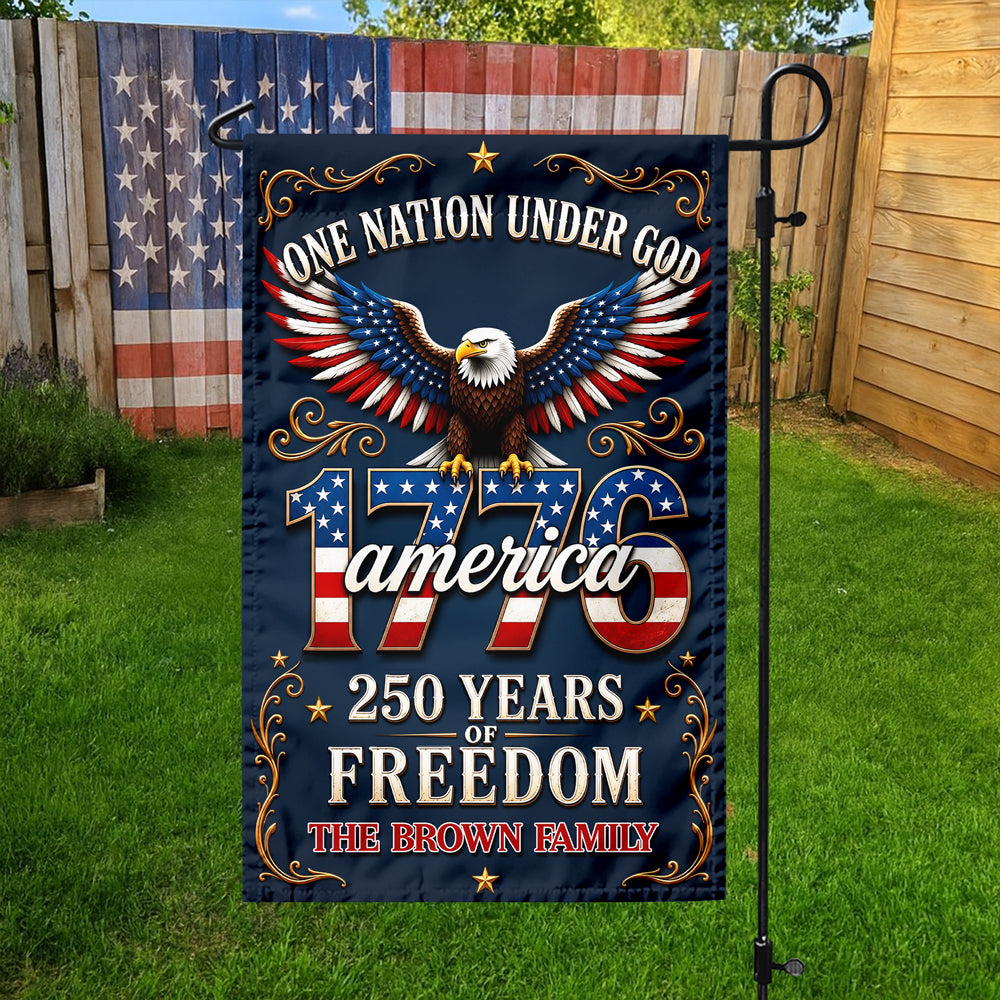 Personalized One Nation Under God Family Garden Flag Gift Idea HN590 - Garden Flag GradoCreations