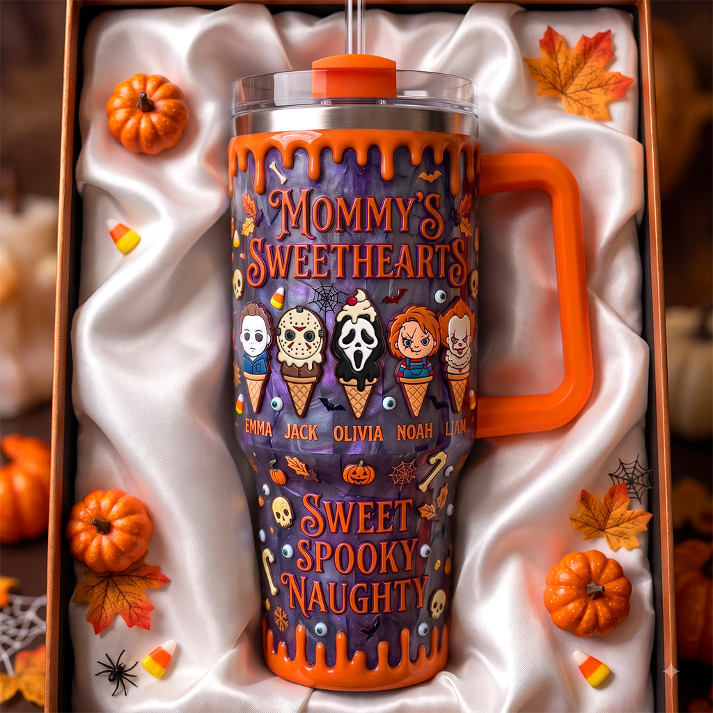 Personalized Holiday Tumbler for Mom with Kids Names | Custom Spooky Gift Tumbler GradoCreations